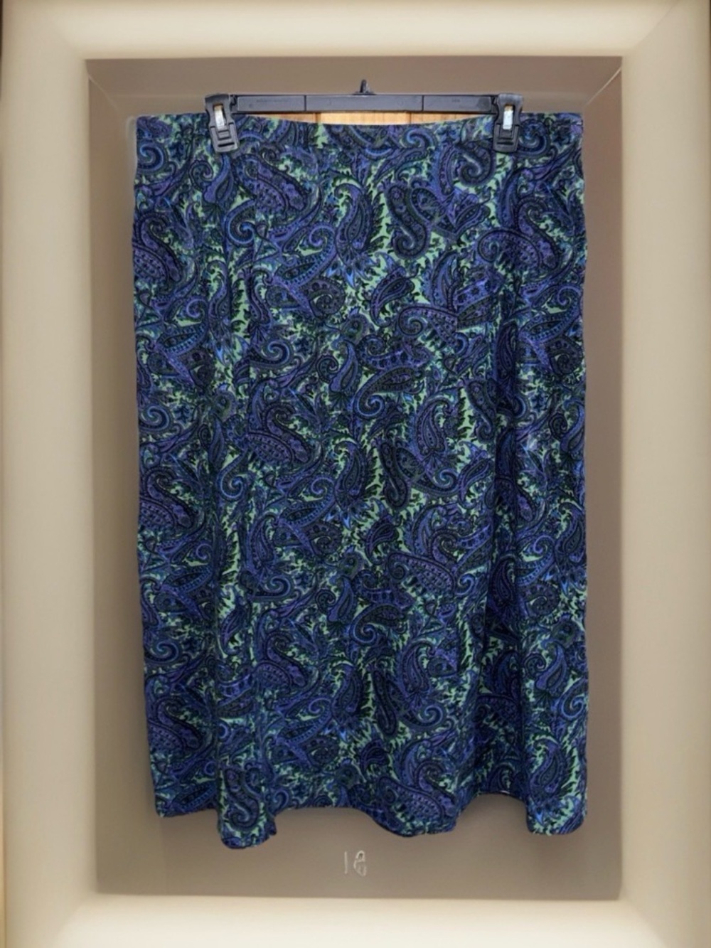 NwoT Kim Rogers Signature Blue & Green Paisley Midi Skirt-2X-EC
